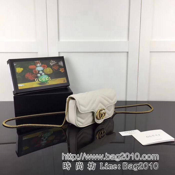 GUCCI古馳頂級原單 新款專櫃品質 實物實拍 476433 米白色正品開模純銅五金鏈條斜跨小包 HY1072